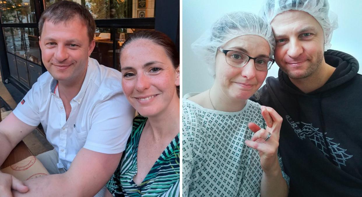 Tracey Mell, 36, and her husband Martin, 40, flew to Greece for fertility treatment after eight years of trying to conceive. (Tracey Mell/SWNS)