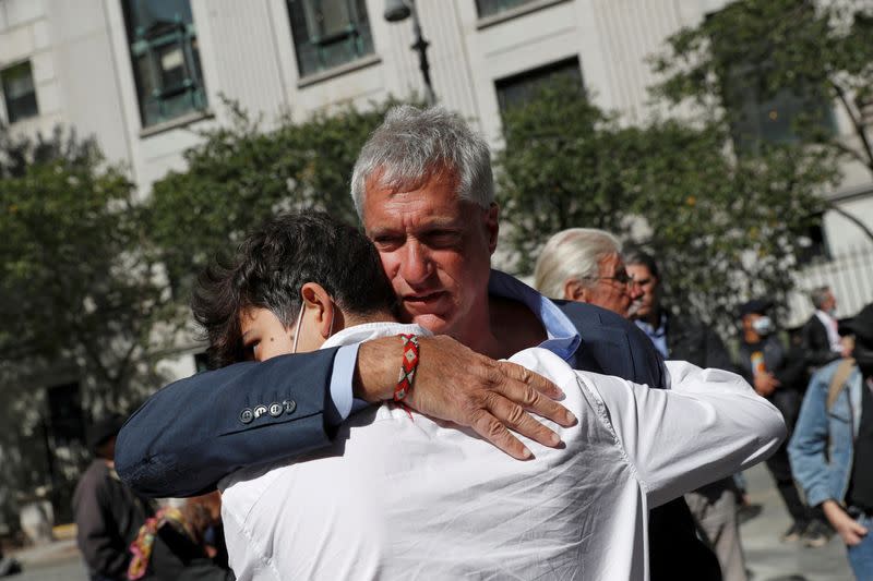 FILE PHOTO: Attorney Donziger outside Manhattan Federal Courthouse in New York City