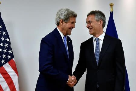 U.S. Secretary of State John Kerry meets with NATO Secretary-General Jens Stoltenberg at the NATO headquarters in Brussels, June 27, 2016. REUTERS/Eric Vidal