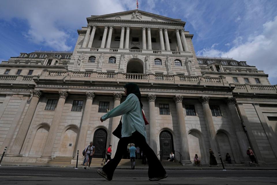 The Bank of England has delayed an interest rate decision until after the Queen’s death (AP)