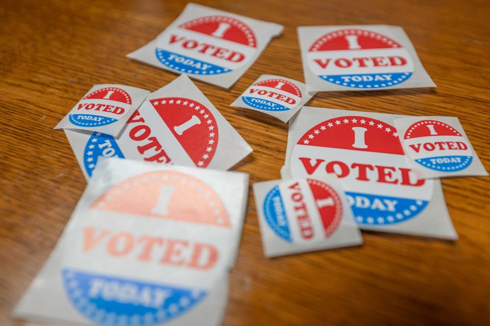 Voting stickers from Election Day in Pueblo last year. This year, Election Day will be on Tuesday, November 7.