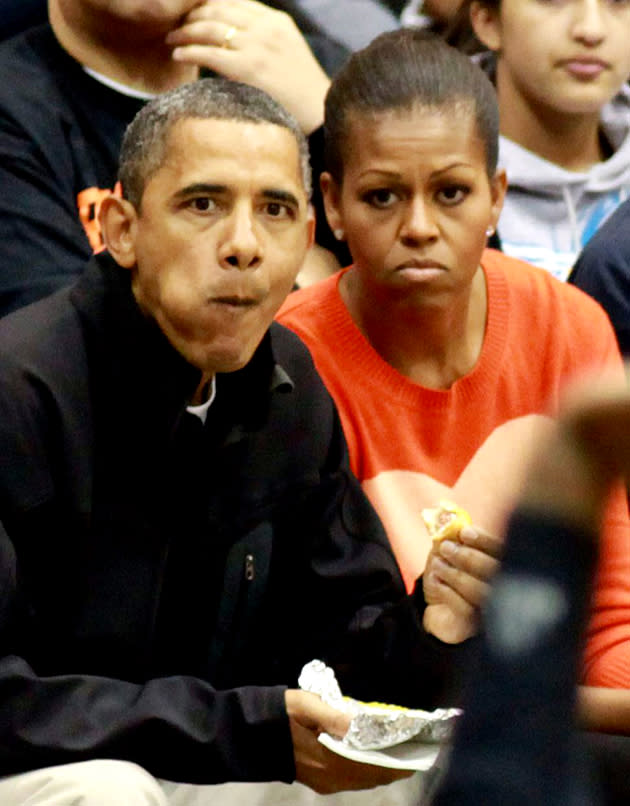 Barack Obama tucked into some grub at a Winter Wonderland with wife Michelle and their daughters. Just looking has made us hungry!