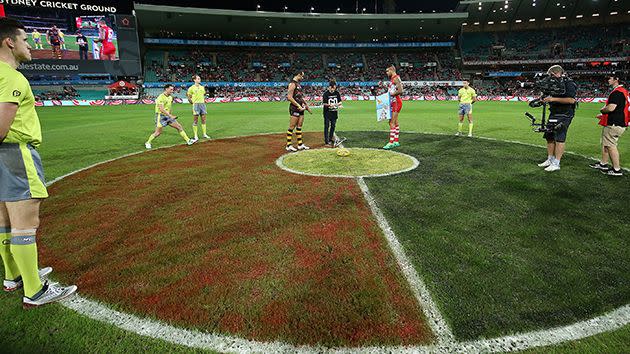 A special ceremony before Sydney's clash with Hawthorn on Friday night. Image: Getty