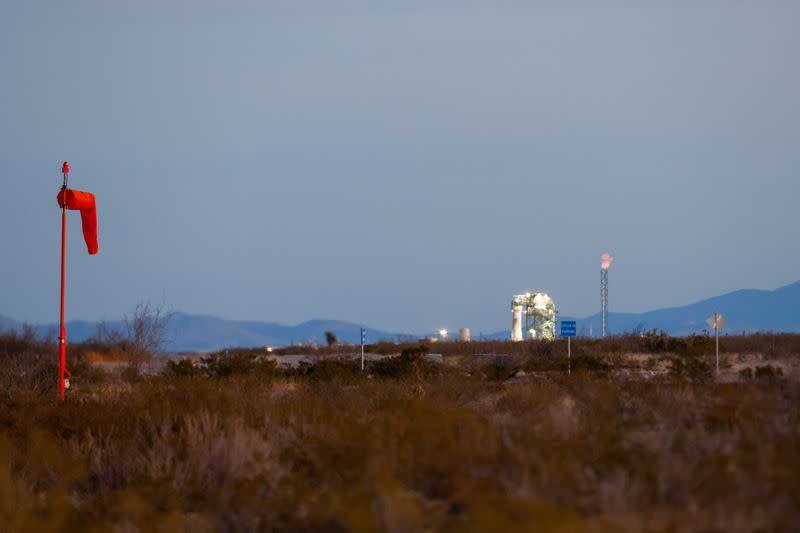 Blue Origin's rocket New Shepard blasts off, near Van Horn, Texas