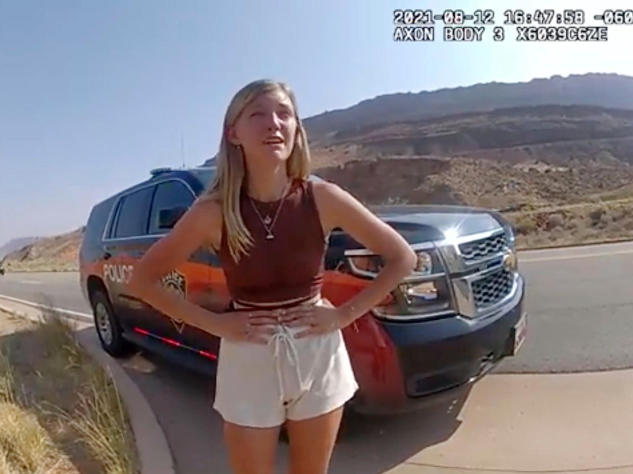 Gabby Petito spoke to officers after her and Brian Laundrie were pulled over by officers in Arches National Park in Utah last month   (AP)