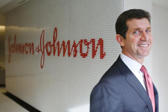 Johnson & Johnson CEO Alex Gorsky posing for a photo in the company's headquarters.