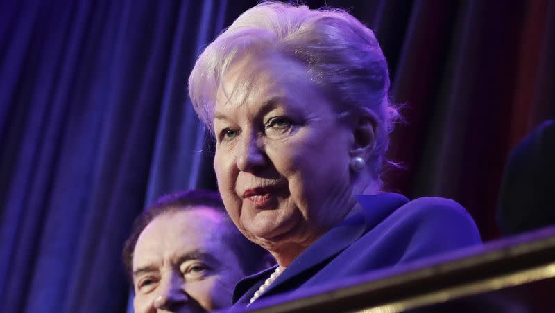 Federal Judge Maryanne Trump Barry, older sister of Donald Trump, sits in the balcony during Trump’s election night rally in New York on Nov. 9, 2016. Barry, a retired federal judge and former President Donald Trump’s oldest sister, has died at age 86 at her home in New York.