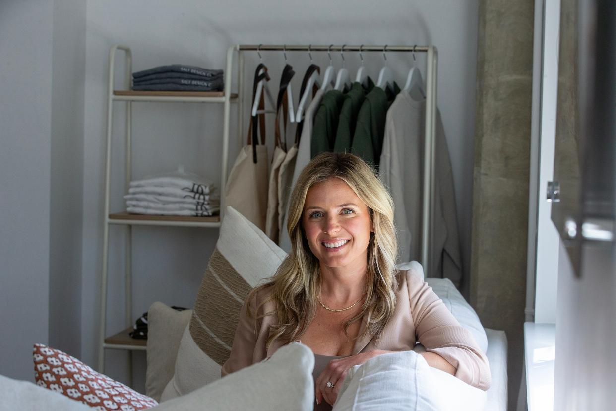 Sarah Brady, founder and principal designer of Salt Design Company, a Red Bank-based provider of "stylish, elevated and timeless interiors" since 2014, works at her studio space in Red Bank, NJ Thursday, June 13, 2024.