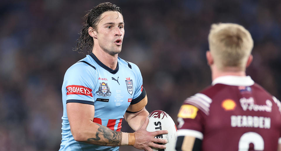 Seen here, Nicho Hynes playing for NSW in State of Origin Game I.