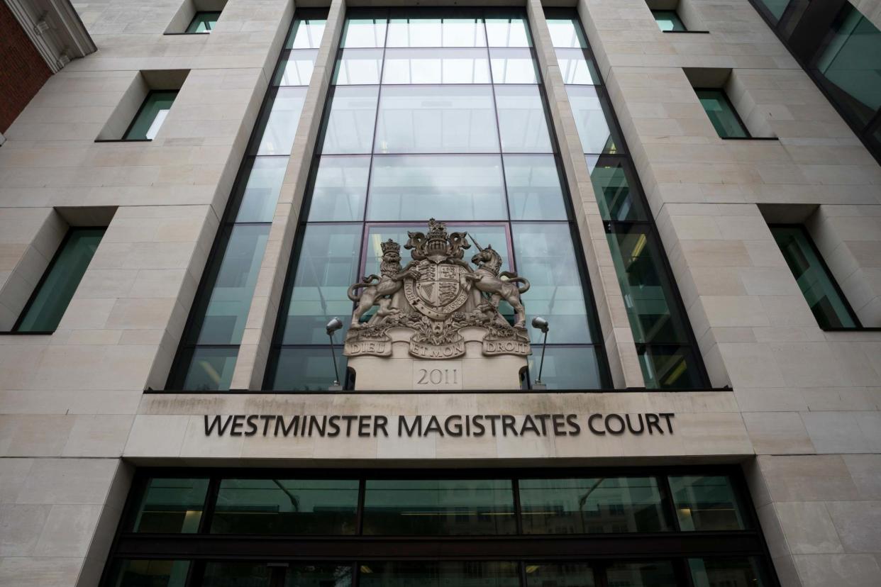 <p>David Chambers, 33, appeared in the dock at Westminster magistrates court this afternoon, indicating he will deny all the charges</p> (EPA)