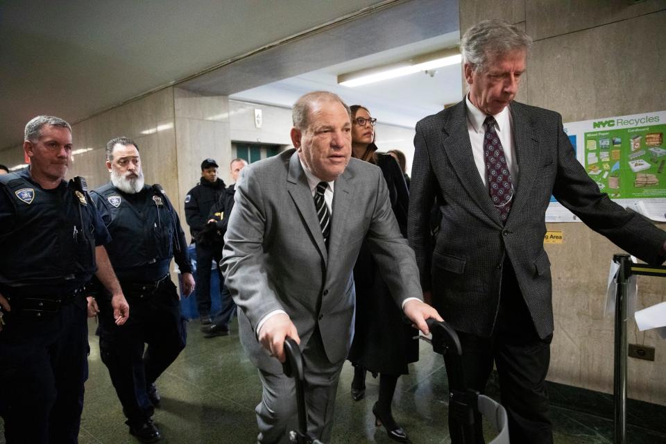 Harvey Weinstein arrives at court for his sex-crimes trial, Jan. 31, 2020 in New York.