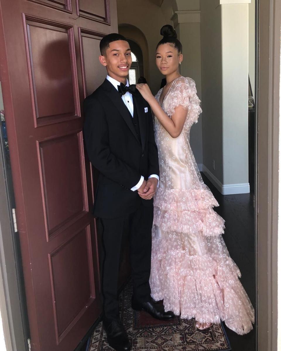 <p>Actress Storm Reid looked like royalty in a pink sheer dress over a silk slip. She seemed to have a blast at prom, with Yara Shahidi's little brother, Sayeed,<a href="https://www.instagram.com/p/BwScBCSAUWv/" rel="nofollow noopener" target="_blank" data-ylk="slk:as documented on Storm's Instagram.;elm:context_link;itc:0;sec:content-canvas" class="link "> as documented on Storm's Instagram. </a></p><p>Of course, Yara is partially to thank for this epic couple. <a href="https://www.seventeen.com/prom/a29477/epic-celebrity-promposals-you-need-to-see-now/" rel="nofollow noopener" target="_blank" data-ylk="slk:The Grown-ish star helped Sayeed, ask Storm;elm:context_link;itc:0;sec:content-canvas" class="link ">The <em>Grown-ish </em>star helped Sayeed, ask Storm</a> to the dance, and thank god she did, because this is one gorgeous couple!</p>