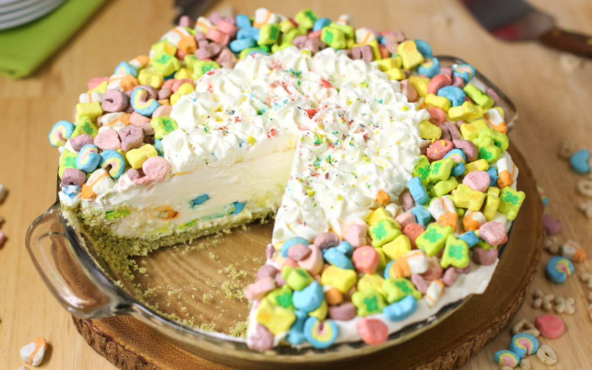 <p>Chad A Elick</p><p>The kids will love this magically delicious pie.</p><p><strong>Get the recipe: <a href="https://parade.com/271068/donnaelick/magically-delicious-no-bake-ice-box-pie/" rel="nofollow noopener" target="_blank" data-ylk="slk:Lucky Charms No-Bake Icebox Pie;elm:context_link;itc:0;sec:content-canvas" class="link rapid-noclick-resp">Lucky Charms No-Bake Icebox Pie</a></strong></p>