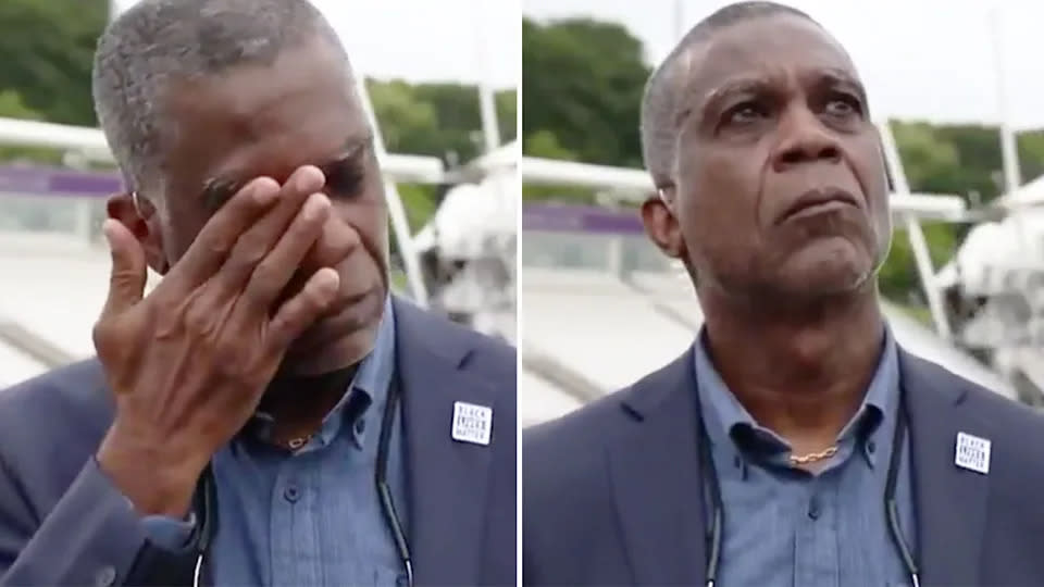 Michael Holding is seen here breaking down in 2020 discussing his family's experiences of racism.