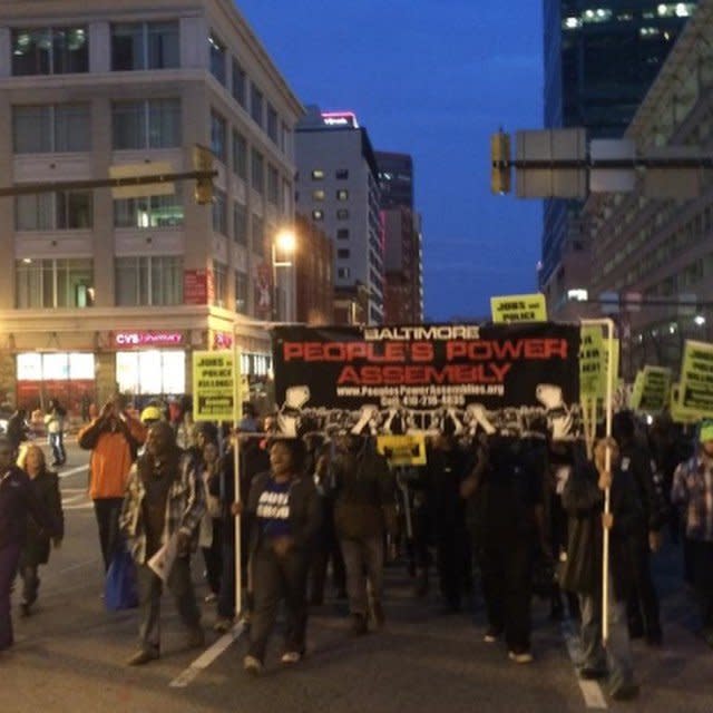 Peaceful protestors in Baltimore on November 25th, 2014 heading to City Hall.