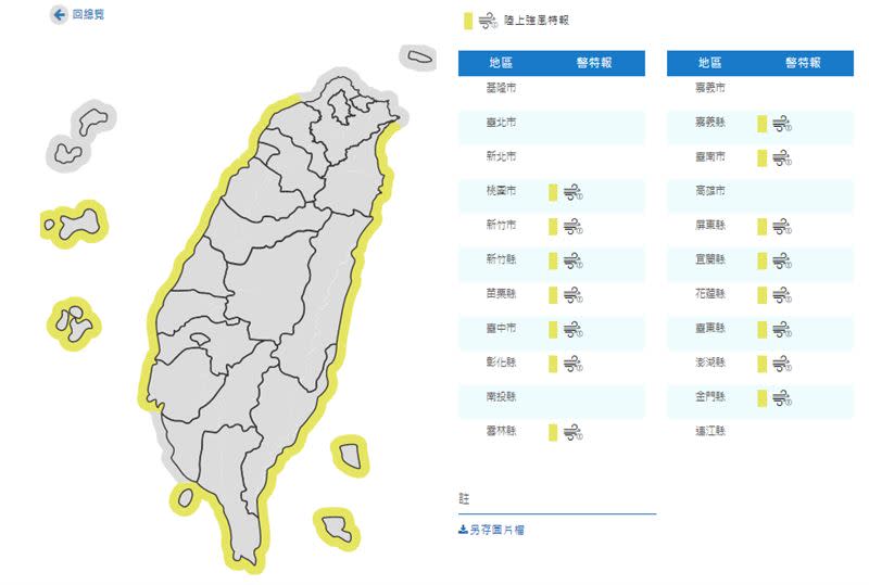 東北風偏強，氣象局發布「陸上強風特報」。（圖／中央氣象局）