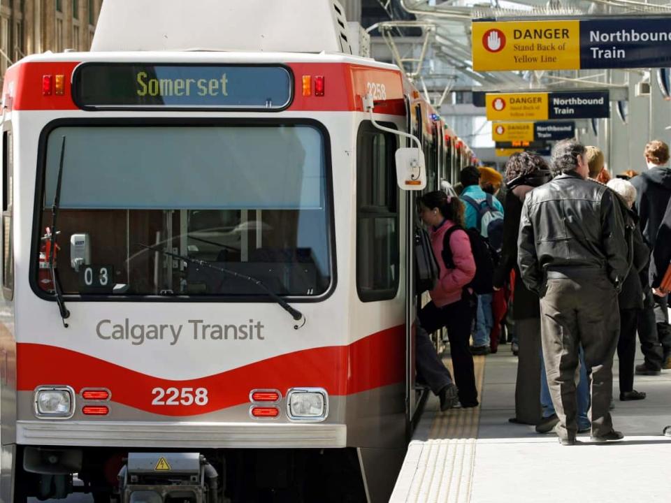 Some city councillors are calling for changes after a recent brawl at a northeast CTrain station which included a man who appears to be firing rounds from a flare gun. (Jeff McIntosh/The Canadian Press - image credit)