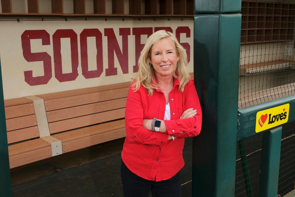 Patty Gasso, USA TODAY's Women of the Year honoree from Oklahoma, is pictured Dec. 1, 2022, at Marita Hynes Field in Norman.