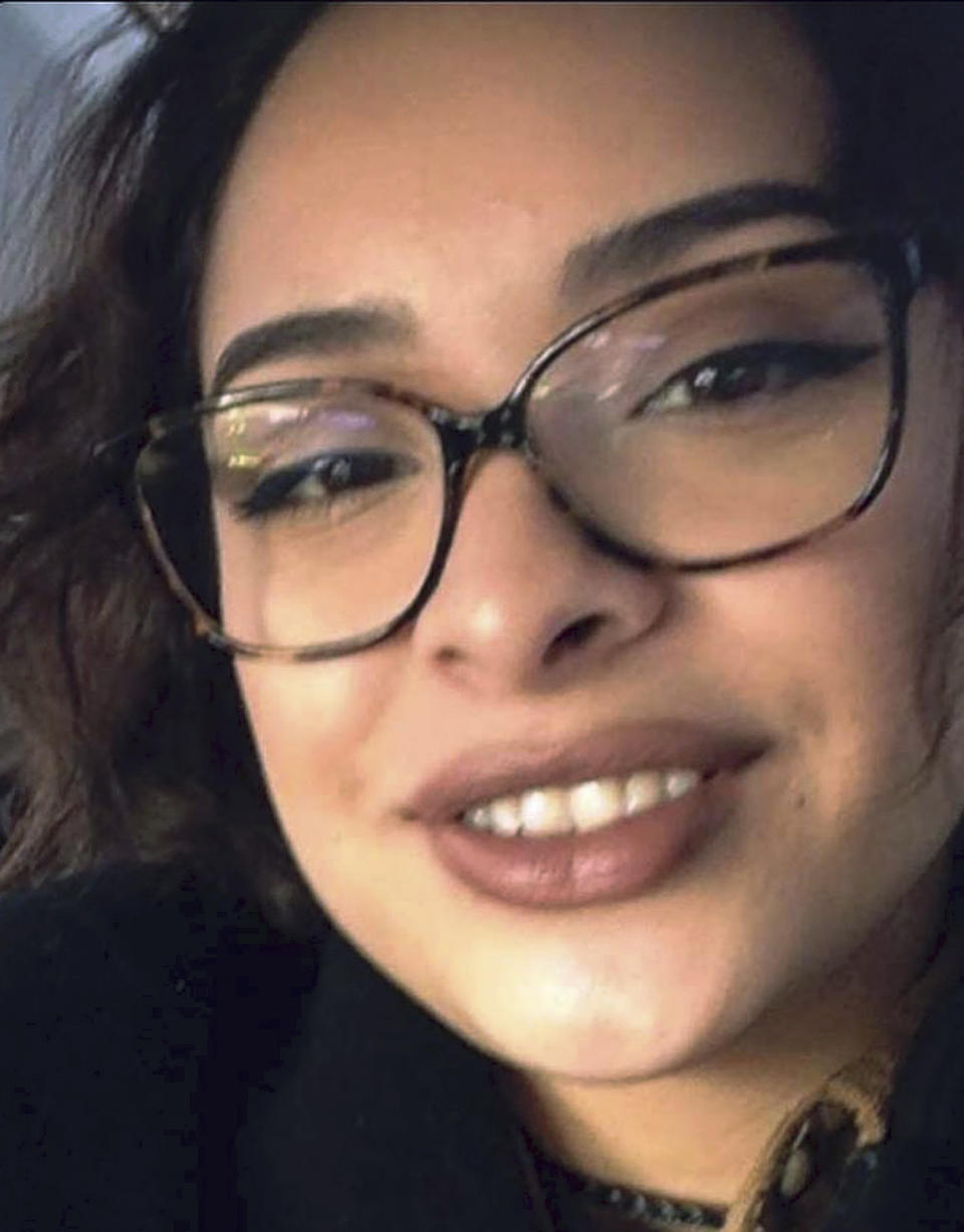 This undated photo provided by her family via the Greenwich Police Department shows Valerie Reyes, whose body was found inside a suitcase by highway workers on Tuesday, Feb. 6, 2019, in Greenwich, Conn. Authorities said Thursday, Feb. 7, that the body was identified as Valerie Reyes, of New Rochelle, N.Y., who was last seen on Jan. 29 and was reported missing the next day after she did not show up for work. (Family photo/Greenwich Police Department via AP)