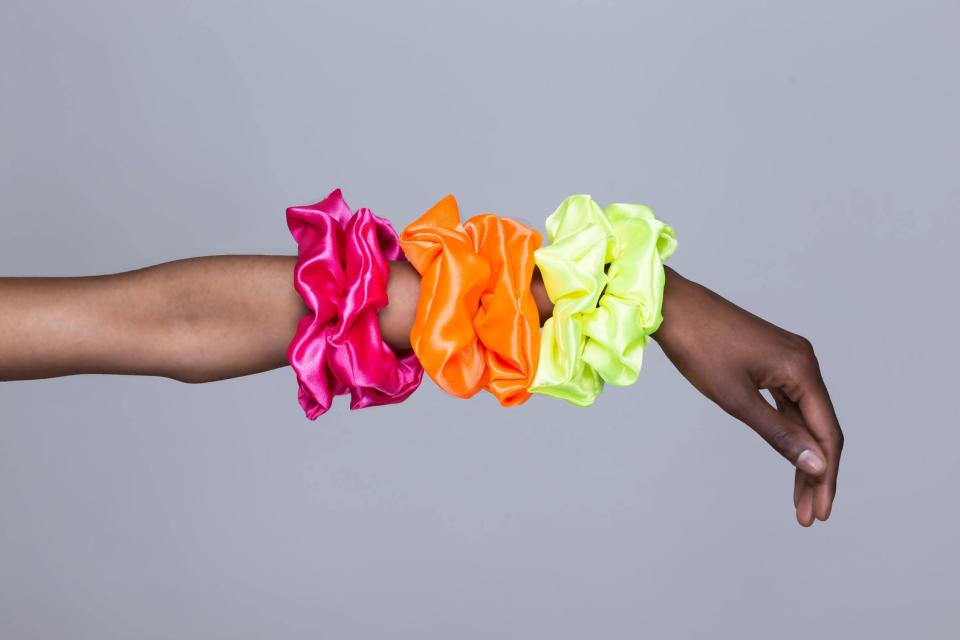 Neon Scrunchies for Kinky or Thick Hair. Image via Etsy.