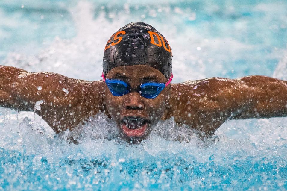 Marlboro's Josh Johnson won the 100-yard butterfly title at the Section 9 boys' swimming championships in Montgomery on Saturday. KELLY MARSH/For the Times Herald-Record