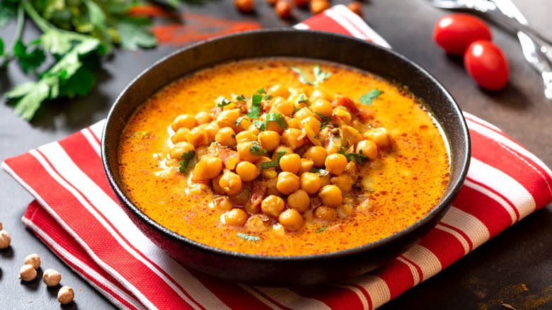 hot spicy soup with chickpeas