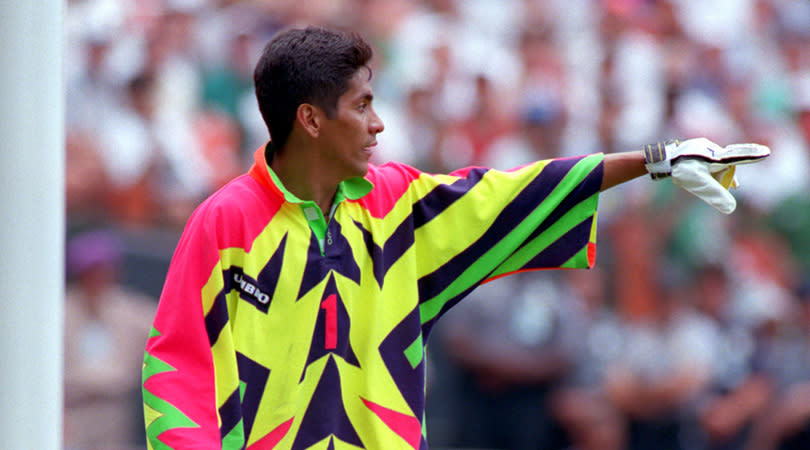 The Mexico shot-stopper renowned for his dazzling shirts and prowess as a striker still cant believe FIFA banned goalkeepers from playing outfield