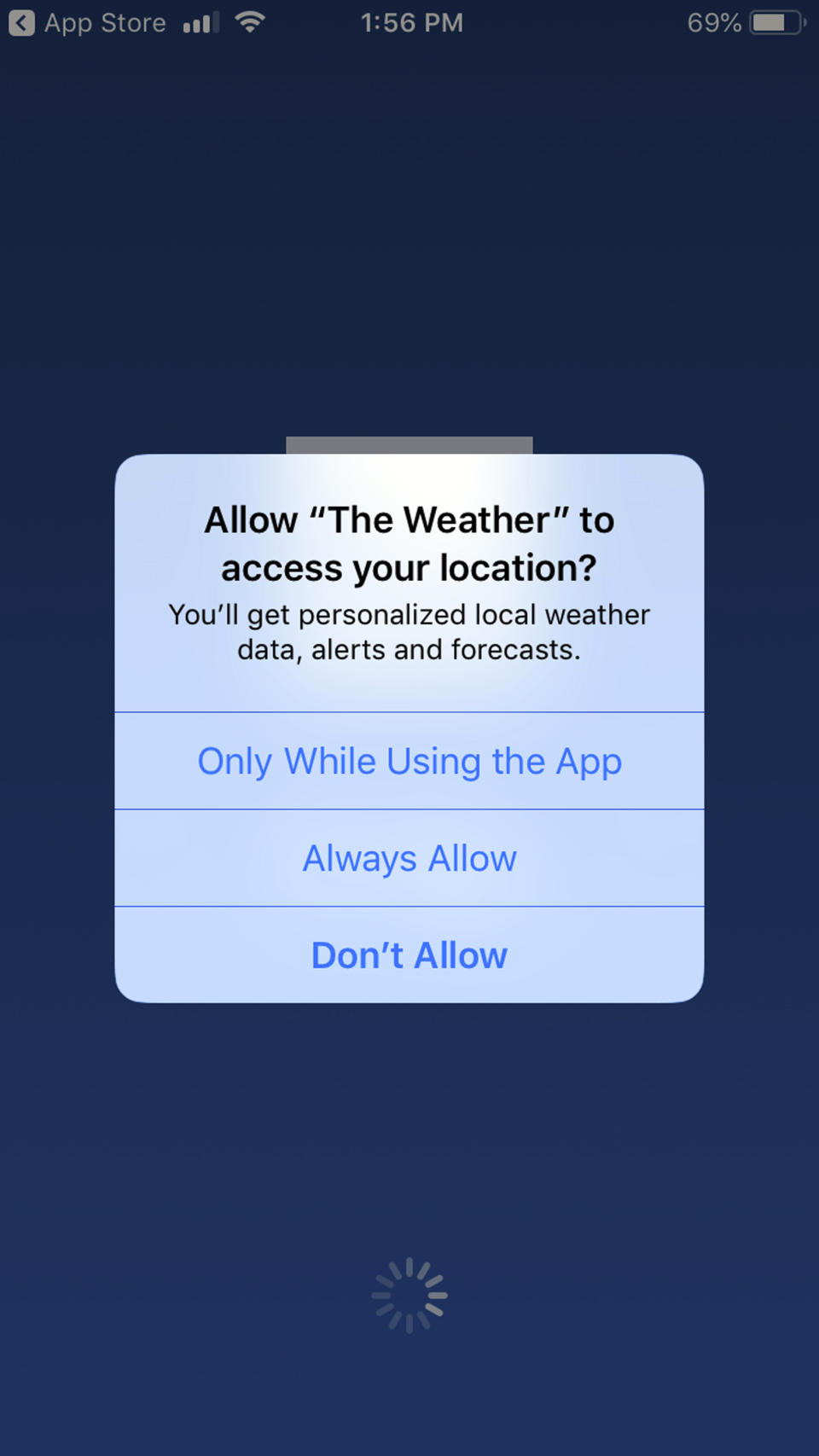 A mobile phone with The Weather Channel app location preference page is seen Friday, Jan. 4, 2019. Los Angeles City Attorney Michael Feuer said Friday that owners of The Weather Channel app, one of the most popular mobile weather apps, used it to track people's every step and profit off that information. Feuer said the company misled users of the popular app to think their location data will only be used for personalized forecasts and alerts. A spokesman for app owner IBM Corp. says it's been clear about the use of location data and will vigorously defend its "fully appropriate" disclosures. (AP Photo/Brian Melley)