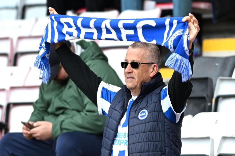 Brighton fans put on a brave face as they watch their side lose 3-0 to Bournemouth <i>(Image: Simon Dack)</i>