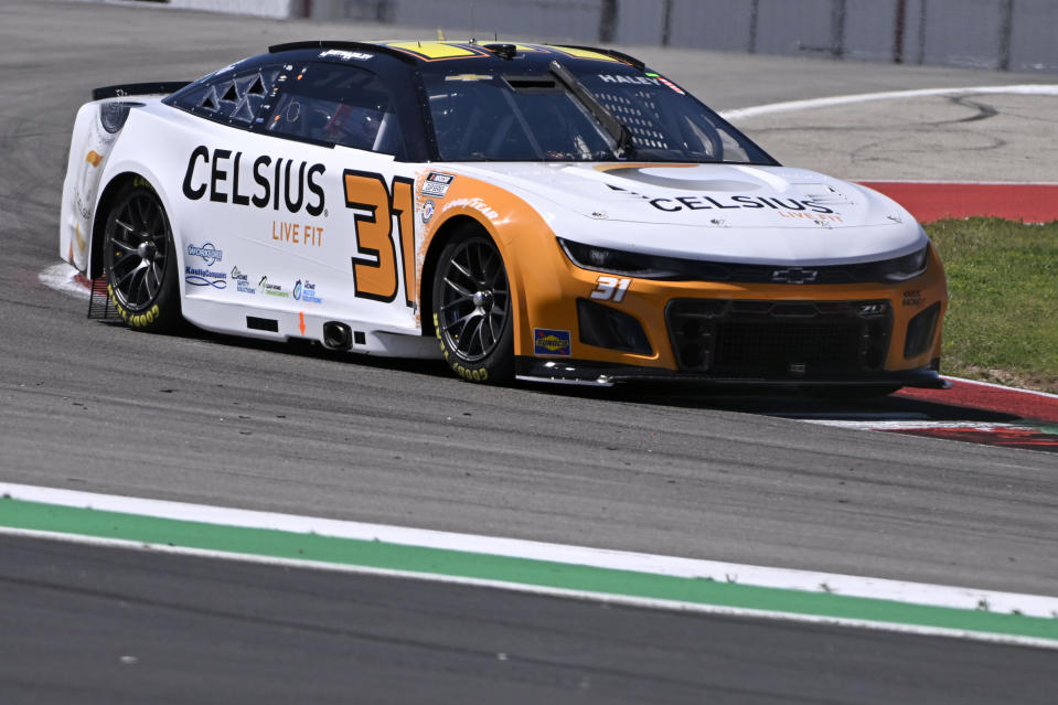 AUSTIN, TEXAS - MARCH 24: Justin Haley, driver of the #31 Celsius Chevrolet, drives during practice for the NASCAR Cup Series EchoPark Automotive Grand Prix at Circuit of The Americas on March 24, 2023 in Austin, Texas. (Photo by Logan Riely/Getty Images)