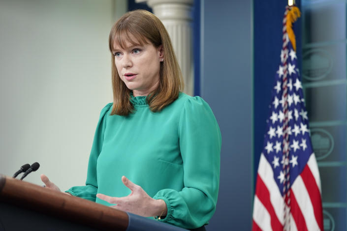 White House communications director Kate Bedingfield speaks during a press briefing on Wednesday. 