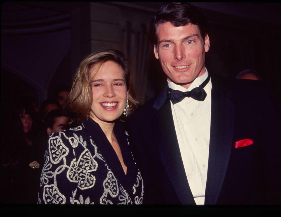 Dana Morosini and Christopher Reeve at the “Awakenings” gala (Sonia Moskowitz / Getty Images)