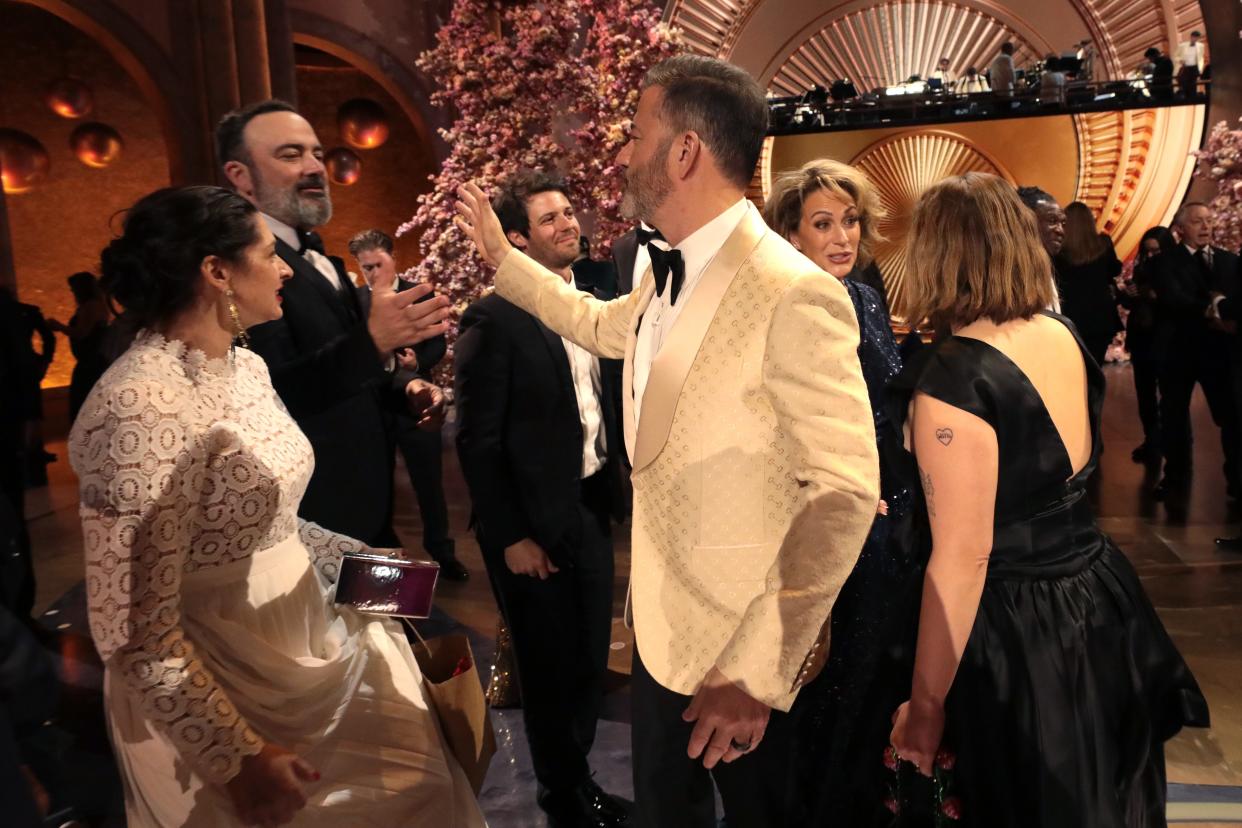 Jimmy Kimmel backstage at the Oscars. The host hit the Governors Ball afterwards.
