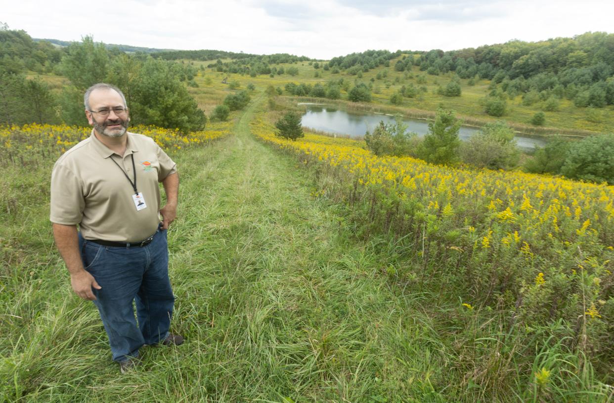 Stark Parks Director Dan Moeglin shows where the park district will convert a former Canton wastewater plant and sludge farm property in Pike Township into a public park geared toward horse riding and hiking.