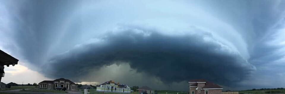 A downburst over a neighborhood