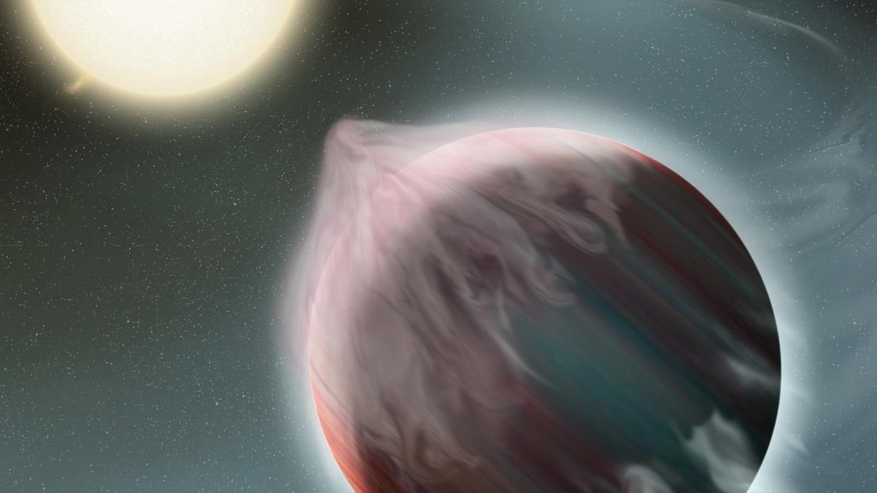  a planet orbits close to its star, causing its atmosphere to dissolve away 