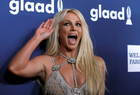 FILE PHOTO: Singer Britney Spears poses at the 29th Annual GLAAD Media Awards in Beverly Hills, California, April 12, 2018. REUTERS/Mario Anzuoni