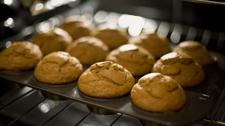 Tray of pumpkin muffins