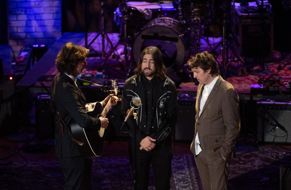 Noah Kahan performs with The Milk Carton Kids during the Americana Music Association Awards and Honors at the Ryman Auditorium in Nashville, Tenn., Wednesday, Sept. 20, 2023.