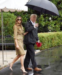 Melania and Donald Trump departing the White House for Texas on Saturday