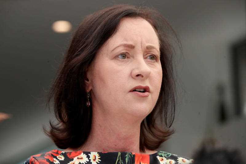 Queensland Health Minister Yvette D'Ath speaks to the media during a press conference in Brisbane.