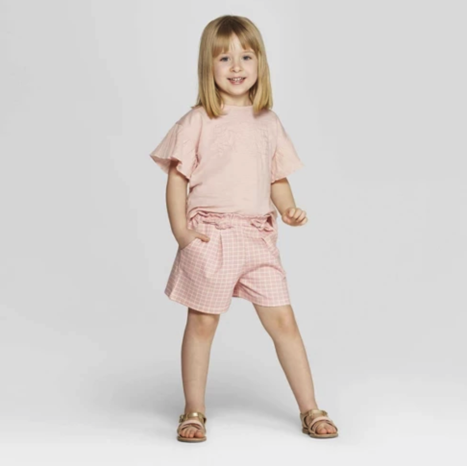 Mila & Emma Toddler Girls’ 2pc Short Sleeve T-Shirt and Shorts Set. (Photo: Target)