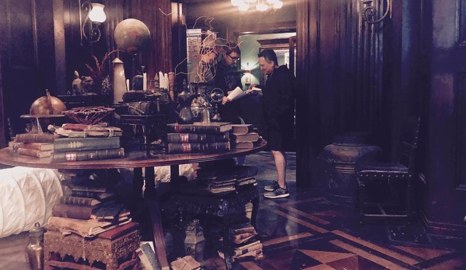 <p>This uncaptioned image from June 22 shows filmmakers Anthony (left) and Joe Russo inside Doctor Strange’s mystical study. (Photo: <a rel="nofollow noopener" href="https://www.instagram.com/p/BVpXRPNAp7B/" target="_blank" data-ylk="slk:therussobrothers/Instagram;elm:context_link;itc:0;sec:content-canvas" class="link ">therussobrothers/Instagram</a>) </p>