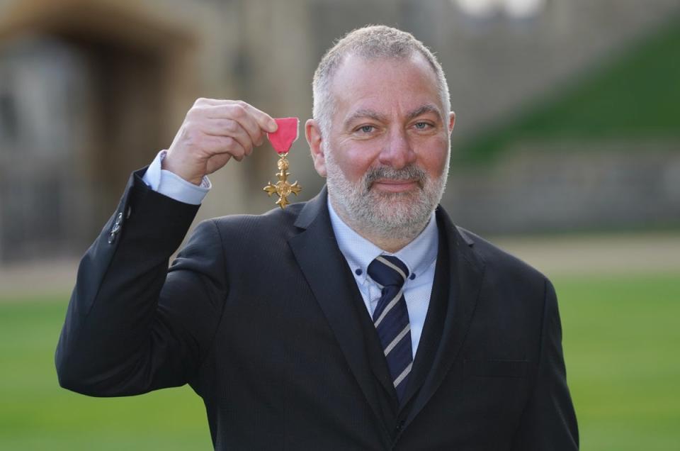 Line Of Duty creator Jed Mercurio collects his OBE at an investiture ceremony at Windsor Castle (PA Wire)