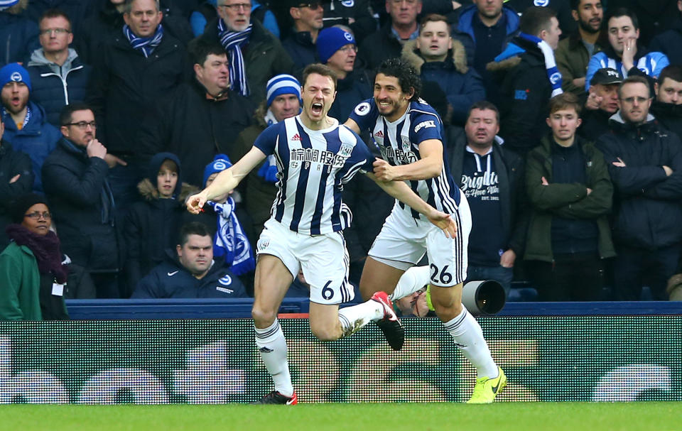 West Brom captain Jonny Evans put the Baggies 1-0 up.