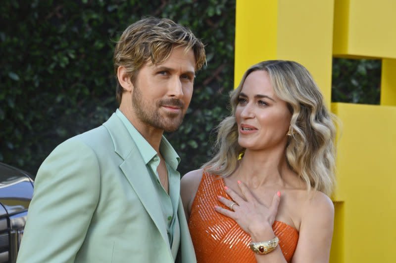 Ryan Gosling (L) and Emily Blunt attend the Los Angeles premiere of "The Fall Guy" on Tuesday. Photo by Jim Ruymen/UPI