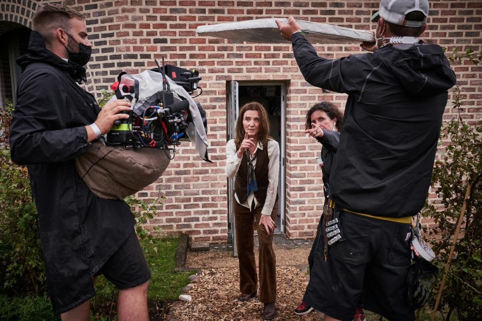 The crew of "Gangs of London" prepares for a complicated shot with Michelle Fairley