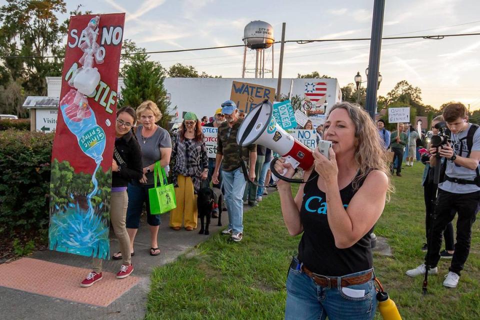 Merrillee Malwitz-Jipson, a leading advocate for Florida springs, at a protest in High Springs in 2019.