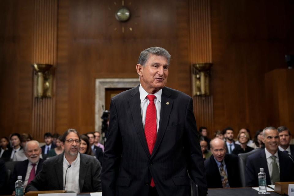 Committee chairman Sen. Joe Manchin (D-WV) arrives for a Senate Energy Committee hearing on Capitol Hill September 7, 2023 in Washington, DC (Getty Images)
