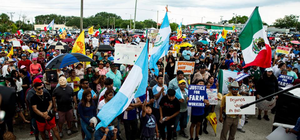 Hundreds gathered in Immokalee, Florida on Thursday, June 1, 2023, to protest Florida SB 1718. It was part of protests statewide. The protest featured a march along with speakers.